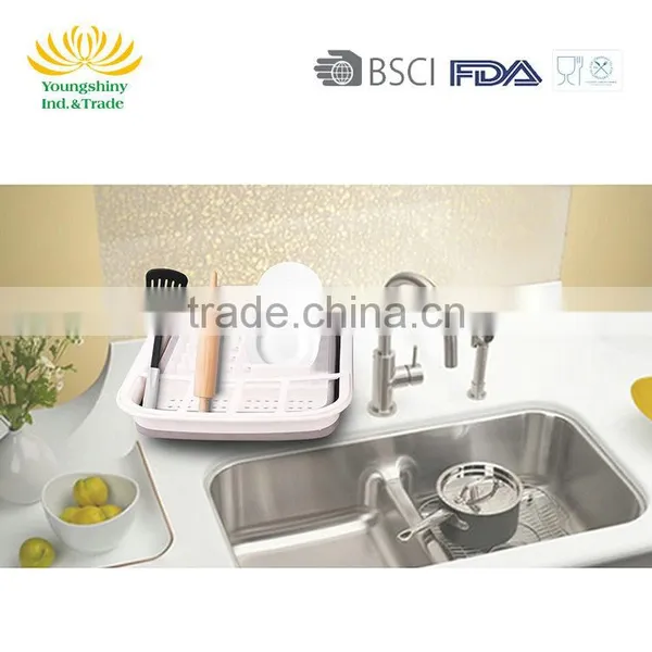 Collapsable Storage Dish Drainer Drying Kitchen Rack, Kitchen Plastic Dish Rack With Cover photo-2