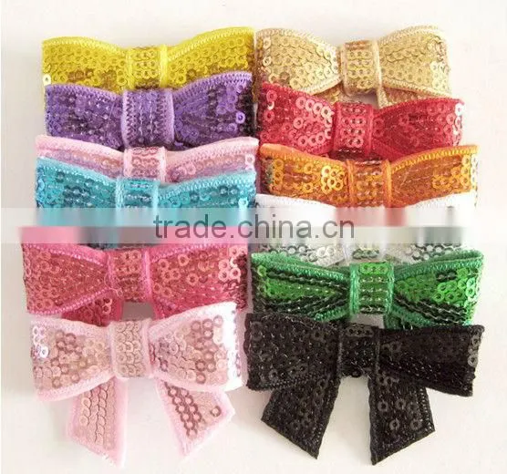 Traditional Magnetic Mullticolor Sequins Hair Bow for the Girls photo-3