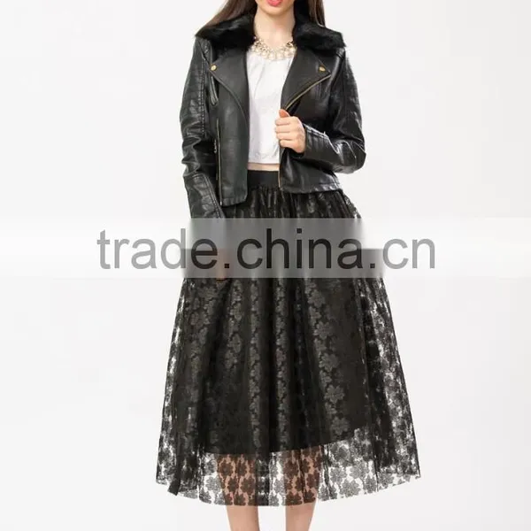 Wholesale New Fashion Fur Collar Leather Lady Jacket photo-4