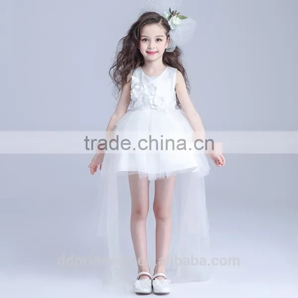 Short Party Dress Patterns Short Girls Dress White Yellow Front Long Back Dress photo-3