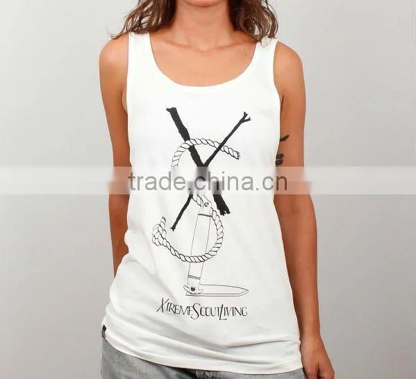 Printed White Sleeveless Top for Women