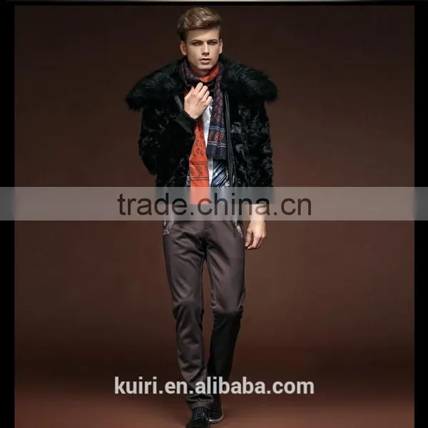 2015 Hot Sales Type Winter Man Luxurious Mink Fur Overcoat With Fox Fur Collar Man Short Turn-down Collar Jackets photo-2