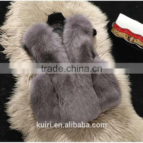 High Quality Hot Sales Type Fur 100% Real Fox Fur Short Vest Jacket Gilet Waistcoat Coat Fashion Warm Ladies photo-2