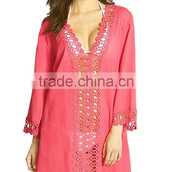 Walson Women's Floral Lace Beach Bikini Cover up Beach Dress Swimwear photo-2