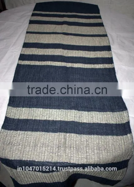 100% Organic Flax Linen Table Runner -- Hand Woven With Hem Stitch