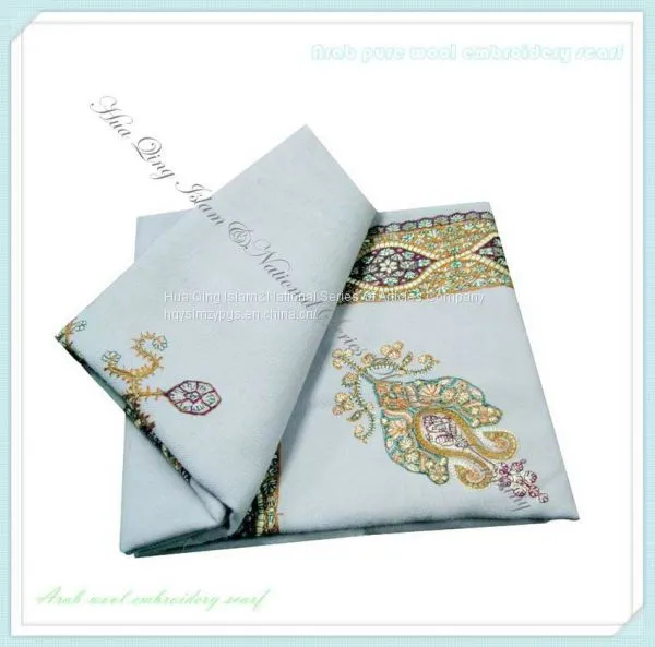 Arab Wool Embroidery Scarf / Arab Wool Acrylic Embroidery Scarf / Arab Scarf / Muslim Hijab Scarf photo-3