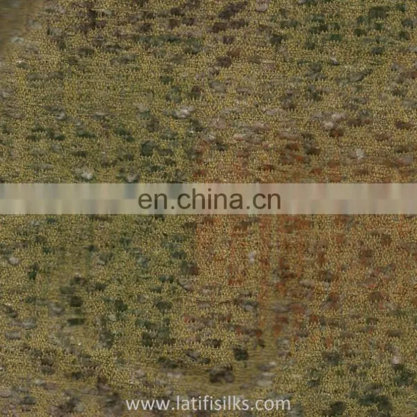 SILK FABRIC BROWN MIX RED