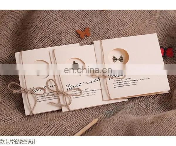 New Arrive Handmade Paper Greeting Cards Designs Metal Charm Creative Greeting Card photo-4
