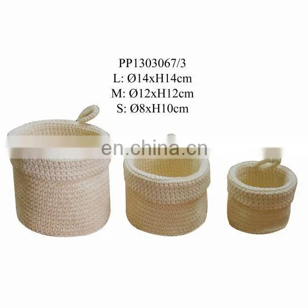 White PP Round Baskets Crocheted