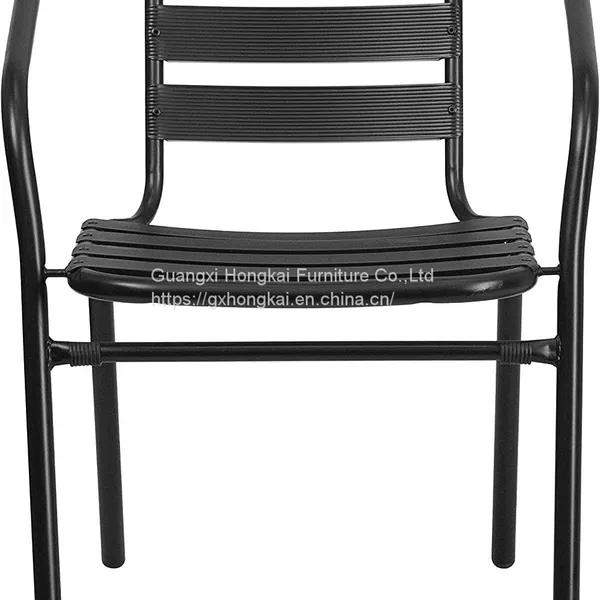 Black Garden Patio Outdoor Metal Stackable Chair
