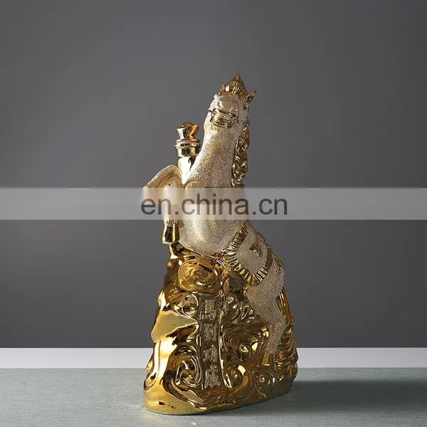 Design Custom Made 2500ml Ceramic Horse Shape Wine Bottle for Liquor/Whisky/Brandy photo-2