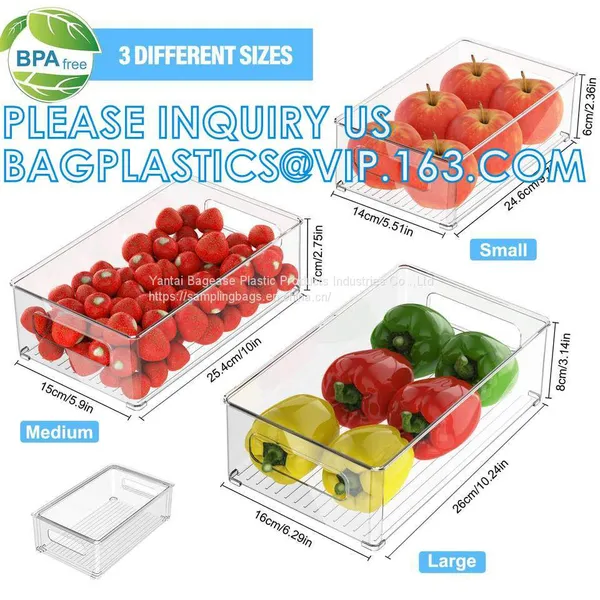 Hot Selling Transparent Plastic Pet Kitchen Stackable Storage Box Bins Container Set Refrigerator Drawer Fridge Organizer photo-3