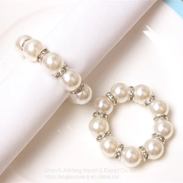 New Hot Sale Pearl Beaded Napkin Ring Wedding Party Banquet Table Decoration photo-2