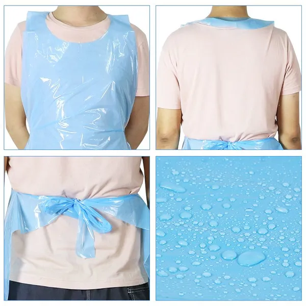 Factory Direct Disposable Waterproof Plastic Apron Clear Industrial LDPE Make Up Beauty Salon Apron For Adults Kitchen Cooking photo-3