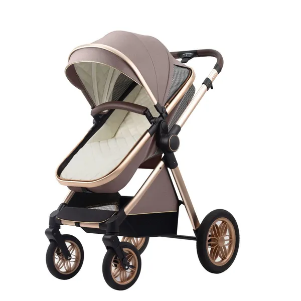 Lightweight High Landscape Reversible Handle Foldable Aluminum Alloy Frame Baby Stroller Big Wheel Mombag Foot Cover Linen