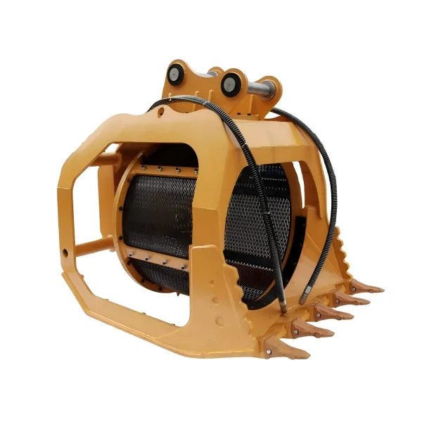 Rotary Screen Bucket 30 Ton With Mesh Drum Bolted Screen Bands for Excavator Attachment Screening