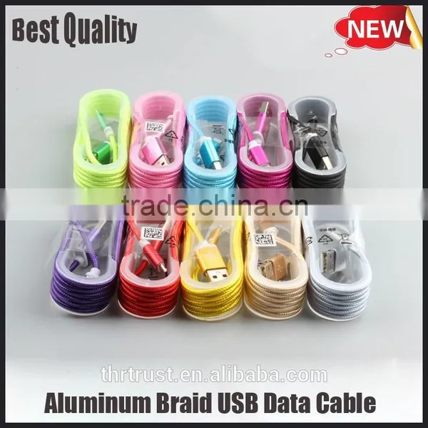 Nylon Braided Wholesale Price 1.5M Black Quality Micro USB Cable Colorful