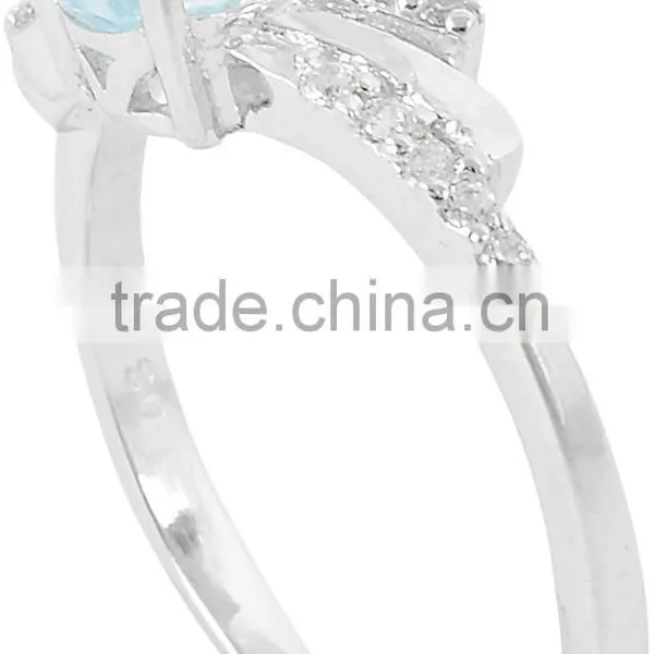 Natural Blue Topaz 925 Sterling Silver Ring Earring Set photo-2
