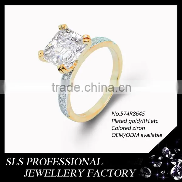 China Factory Wholesale Jewellery 18K Yellow Gold Diamond Wedding Ring Jewelry With a Big Stone