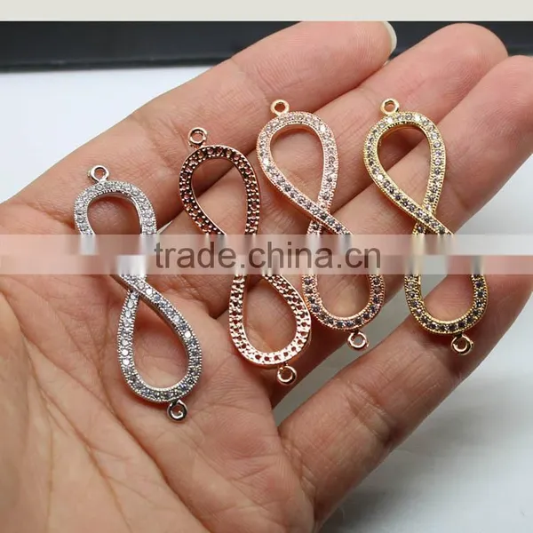 CZ6478 Wholesale Mirco cz Pave Infinity Figure 8 Bracelet Charm Connectors photo-2