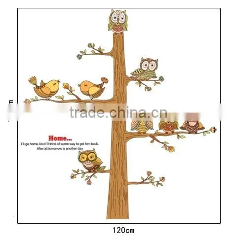 ALFOREVER Brown Color Owl Tree Sticker,owl Tree Decals for Kids photo-3