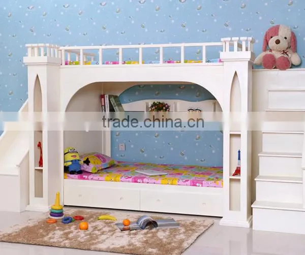 European Princess Bedroom Furniture White Castle Bed for Kids photo-4