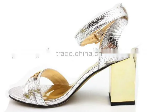 Middle Thick Heel Ankle Strap Office Lady Sandals With Button photo-5