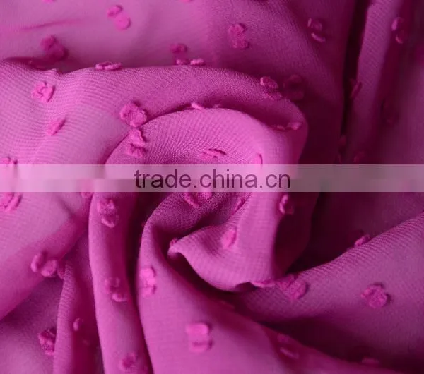 Wholesale Polyester Polka Dot Chiffon Fabric Jacquard Cutting Flower Georgette for Fashion Girl Dress