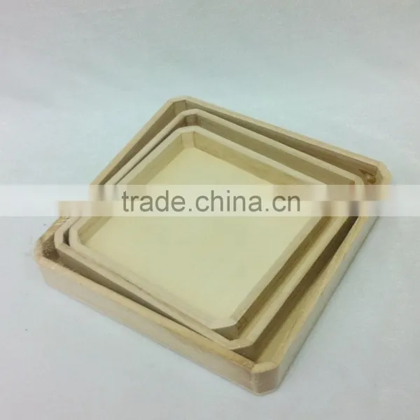 Handmade Antique Wooden Nested Square Trays/plates Paulownia