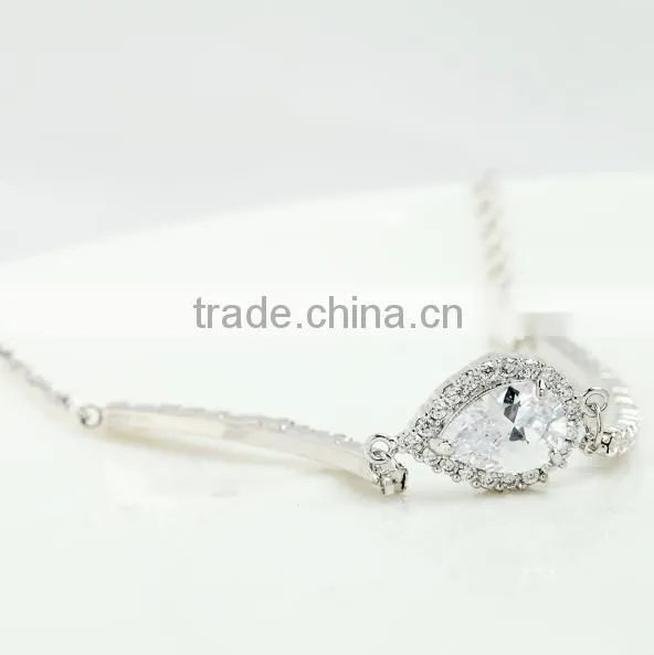 18K Rose Gold and White Gold Plated Jewelry Women Chain and Micro AAA Cubic Zircon Pave 2 Carat Pear Cut CZ Bracelet photo-6
