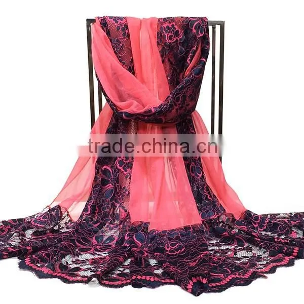 Infinity Size Contrast Color Lace Scarf Shawl