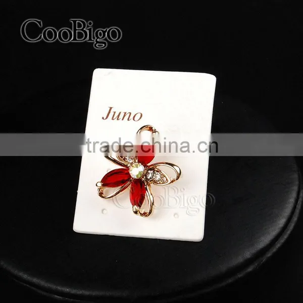 Fashion Jewelry Charming Red Crystal Flower Cuff-Link Gold Ladies Party Wedding Gift Promotion Apparel Accessories photo-3