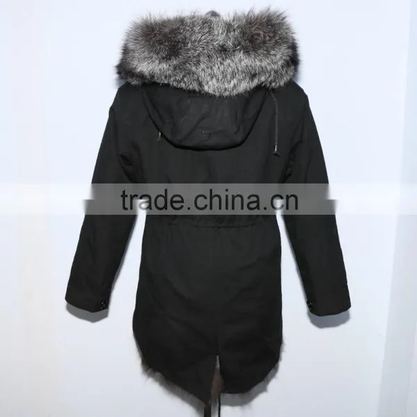 Wholesale Price Parka Jacket With Silver Fox Fur Hood and Lining for Women photo-5