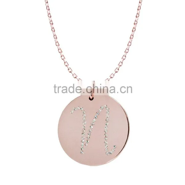 Silver/Brass in 14k White Gold or Rose Gold Collection in Italics Alphabet 'N' Customize Design Pendants photo-2