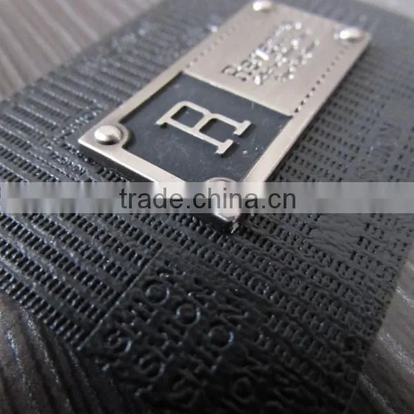 Black Debossed Leather Label With Metal Label For Garment Quality Choice photo-5