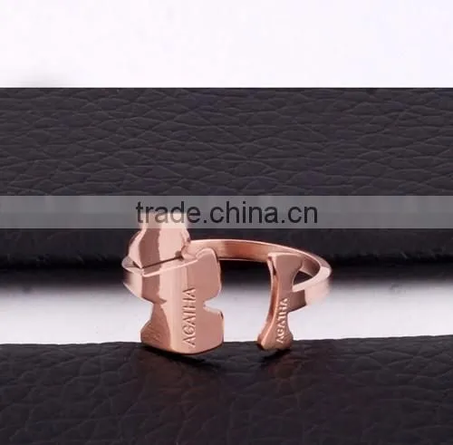 Fashion Cute Stainless Steel Rose Gold Diamond Ring photo-2