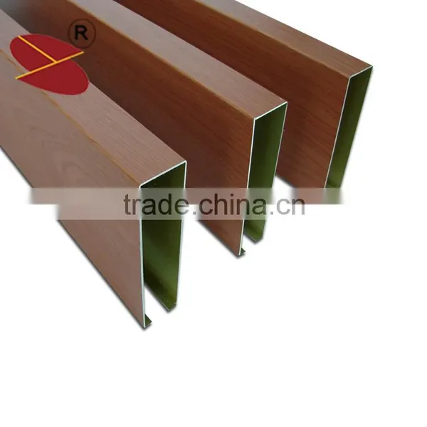 Wooden Grain u Shape Baffle Pop Ceiling Design photo-6