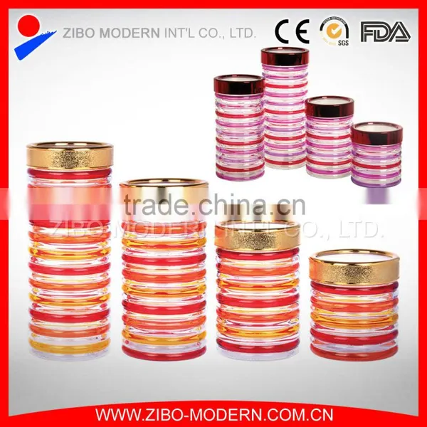 Colorful Glass Food Container Set 4 Custom Cookie Jar Decorative Airtight Glass Jar photo-2