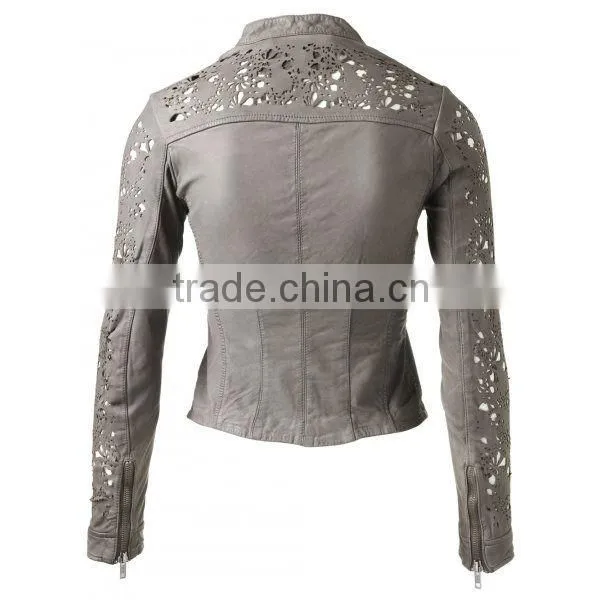 Ladies Fashion Leather Jacket & Laser Cutting Style for Summer Season photo-2