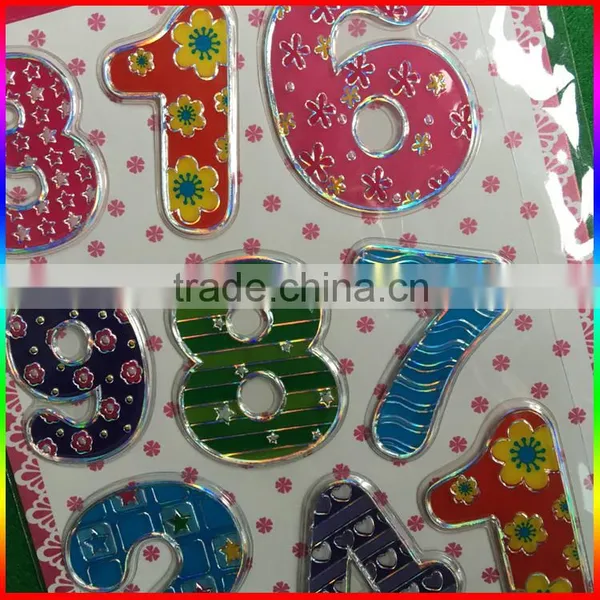 Embossed PVC Stickers Number Stickers With Silver Edge photo-2