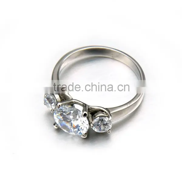 Fashion Women Stainless Steel Jewelry Stone Shiny Big Zircon Rings Silver Wedding Band photo-2