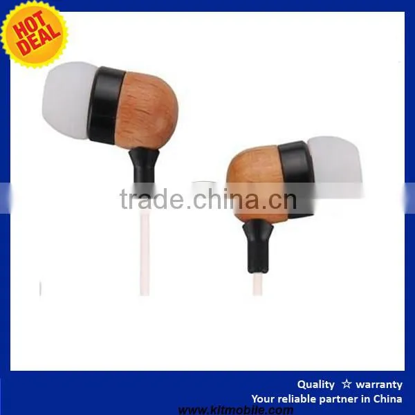 Wooden Earbuds With Mic 3.5mm Universal 1.3M Cable Earphones photo-3