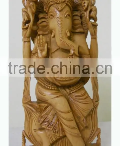 Hindu God Shiva Krishna Goddess Laxmi Sarasvati Ganesha Sandalwood Statue Murti photo-3