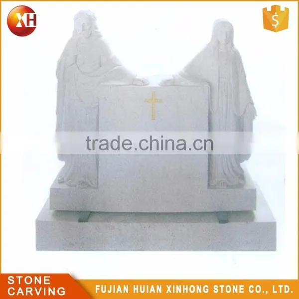 White Marble Double Heart Shaped Headstone Tombstone for Urn photo-3