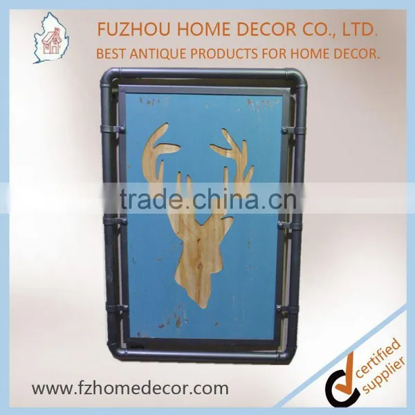Top Selling Classical Wooden Wall Carved Sign With Metal Waterpipe Frame Decoration for Home photo-2