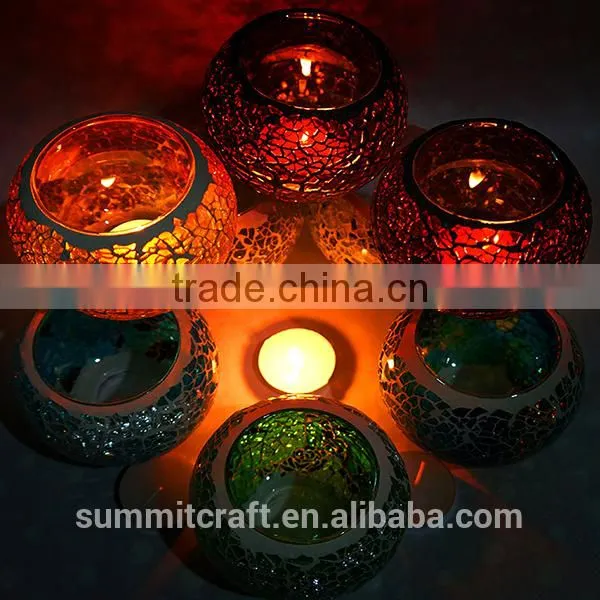 Unique Mini Tealight Mosaic Glass Candle Holder photo-5