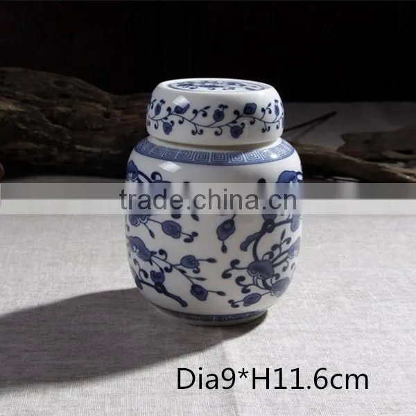 Chinese Style Blue and White Antique Chinese Cremation Urn photo-2