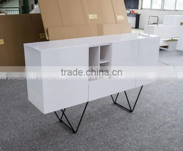 High Gloss Dining Cabinet With Black Solid Iron Legs H-828 photo-2