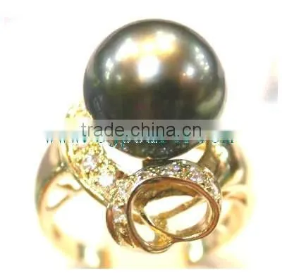 18K Gold Ring Setting Big Seawater Pearl Ring photo-2