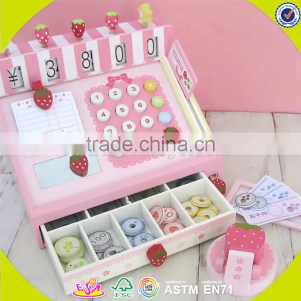 Wholesale Baby Pink Wooden Cash Register, Elegant Kids Wooden Cash Register, Popular Children Wooden Cash Register W10A035 photo-3